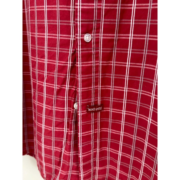 Ecko Unltd. Mens 2XL Red Plaid Short Sleeve Button Up Casual Shirt - Picture 5 of 7